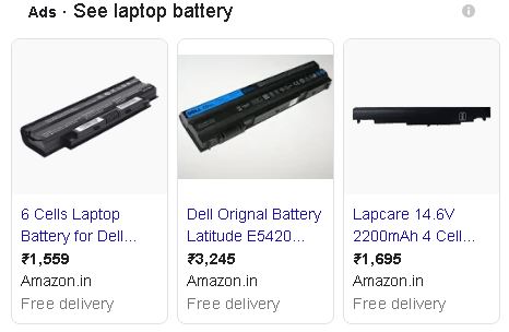 Shopping ads in Google search