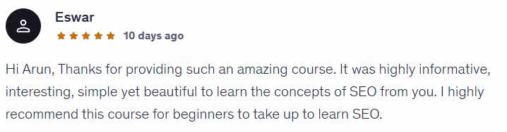Udemy review screenshot